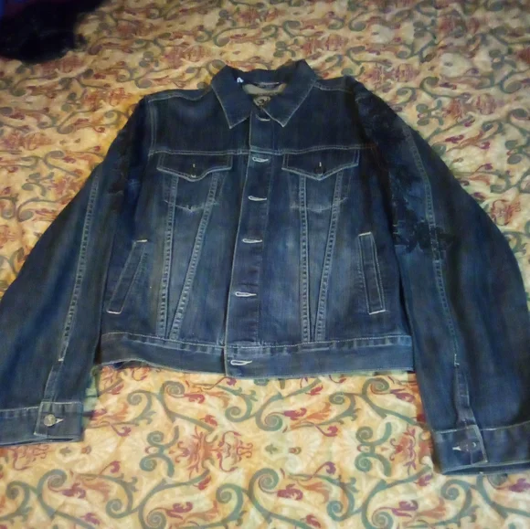 Artful Dodger (DEATH OF A CRAFTSMAN) Raw Blue Embroidered Denim Jacket Men's 2XL - Picture 1 of 16